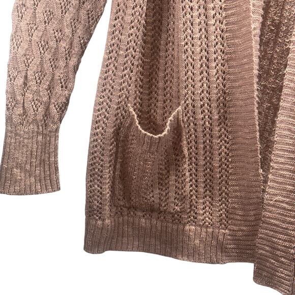 Hippie Rose Women’s Open Front Cardigan Sweater XL Pink Knit Pockets - Picture 4 of 7